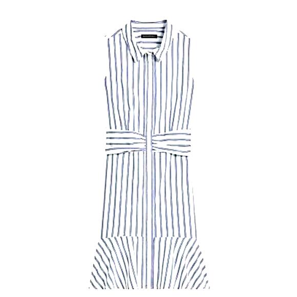 Banana Republic striped Tiered Midi Dress XS/S Button Down Preppy Nautical Sz 0 - Picture 6 of 11